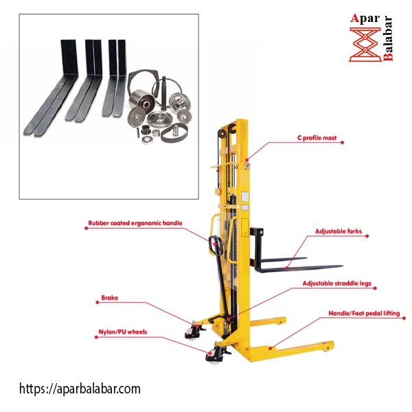 قطعات تشکیل دهنده استاکر دستی 1 تن